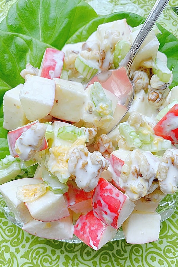 apple salad on plate with lettuce