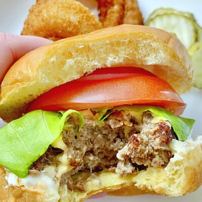 bite taken out of air fryer burger