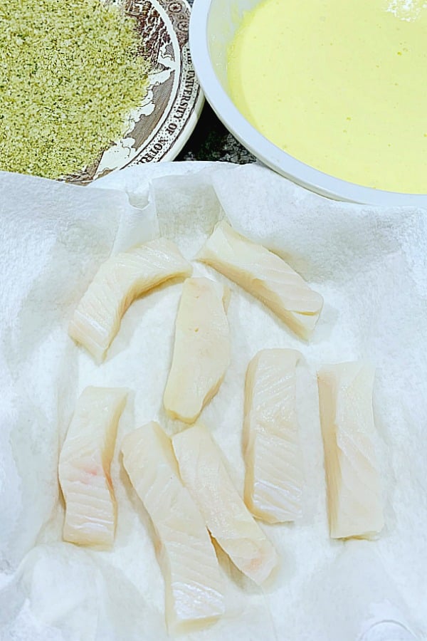 showing fish sticks before breading