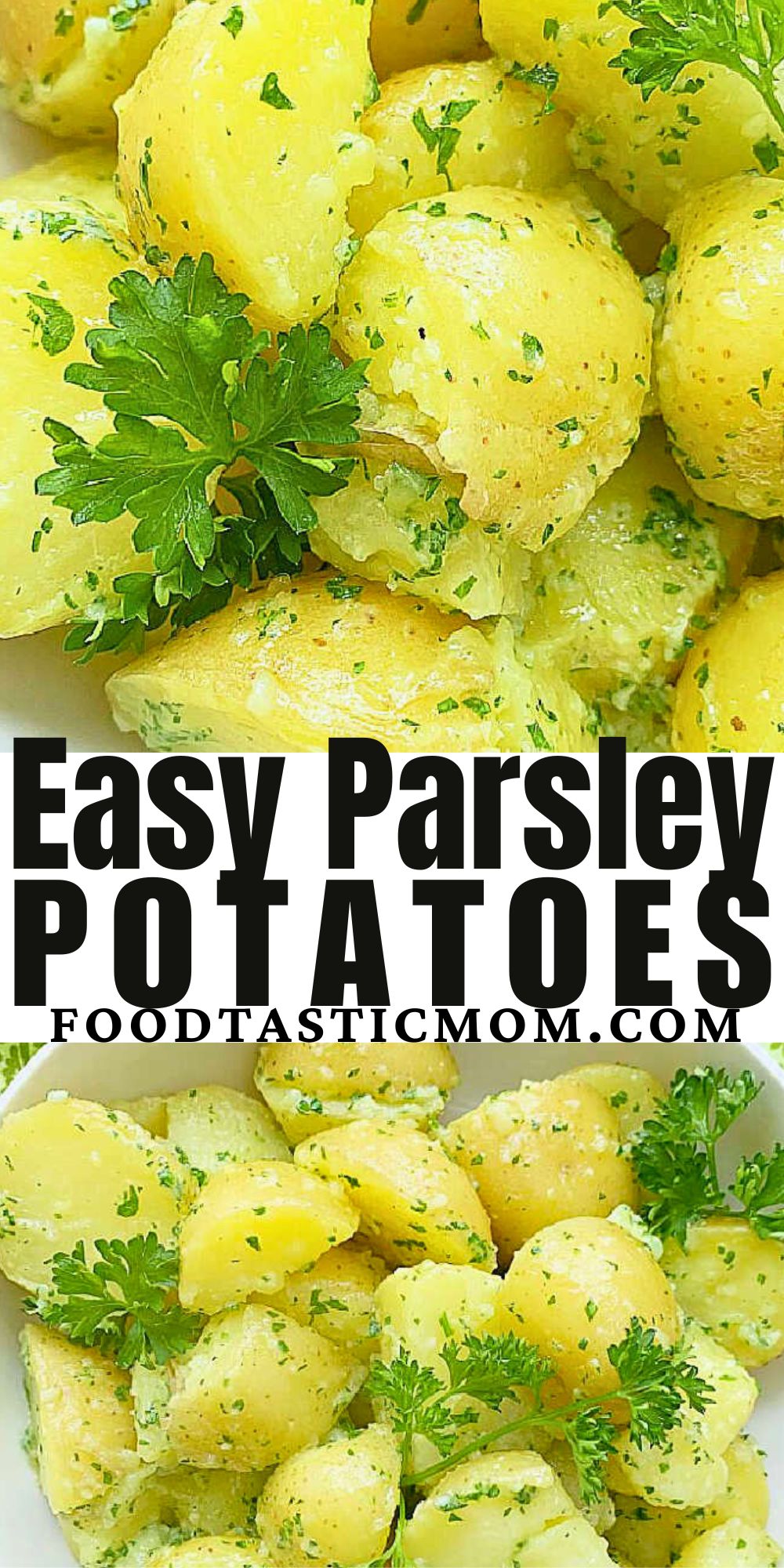 Parsley Potatoes are a perfect side dish with tons of flavor from dry-toasted garlic cloves, butter and lots of fresh parsley. via @foodtasticmom