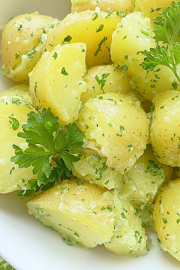 close up view of parsley potatoes