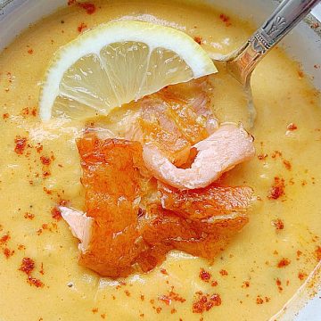 salmon chowder in a bowl