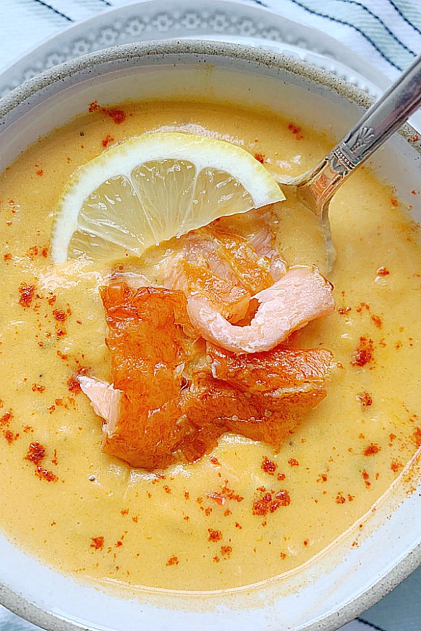 salmon chowder in a bowl