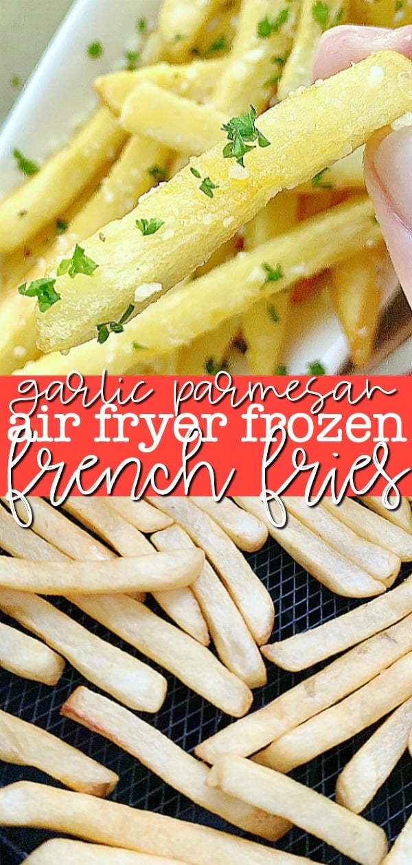 Learn how make Air Fryer Frozen French Fries and then make them extra delicious by turning them into Garlic Parmesan French Fries. via @foodtasticmom