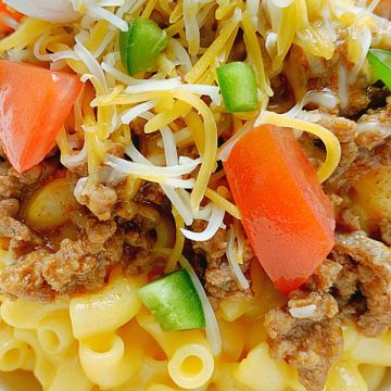 close up of taco mac and cheese