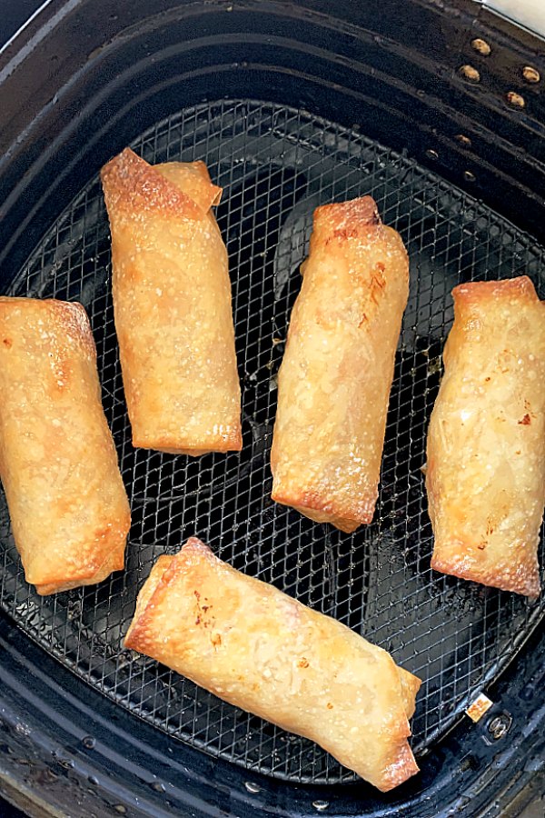 homemade egg rolls in the air fryer basket