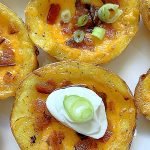 air fryer potato skin filled with sour cream