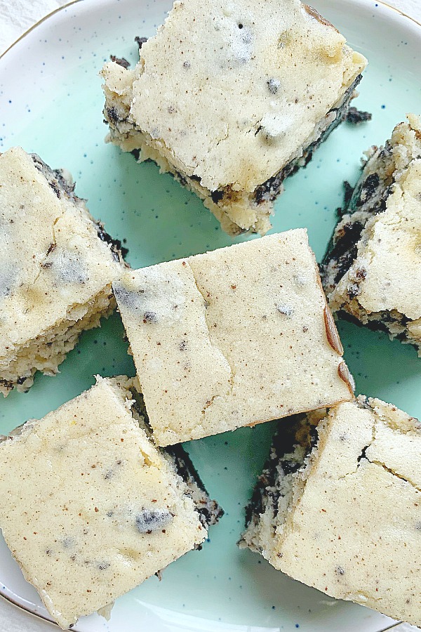 top view of oreo cheesecake squares