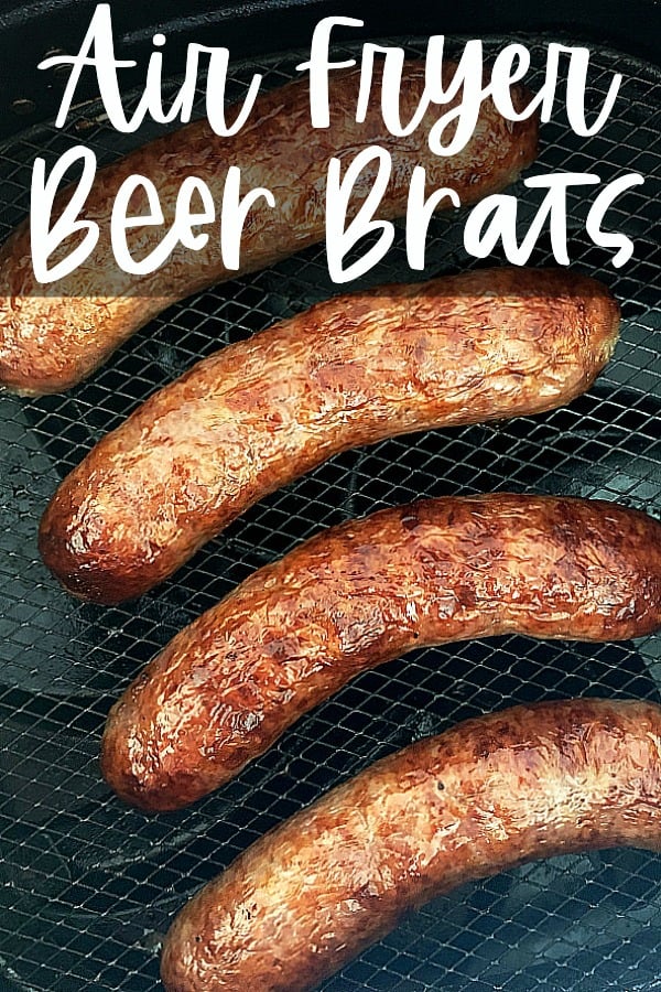 Air Fryer Brats (with beer braised peppers and onions) - Foodtastic Mom