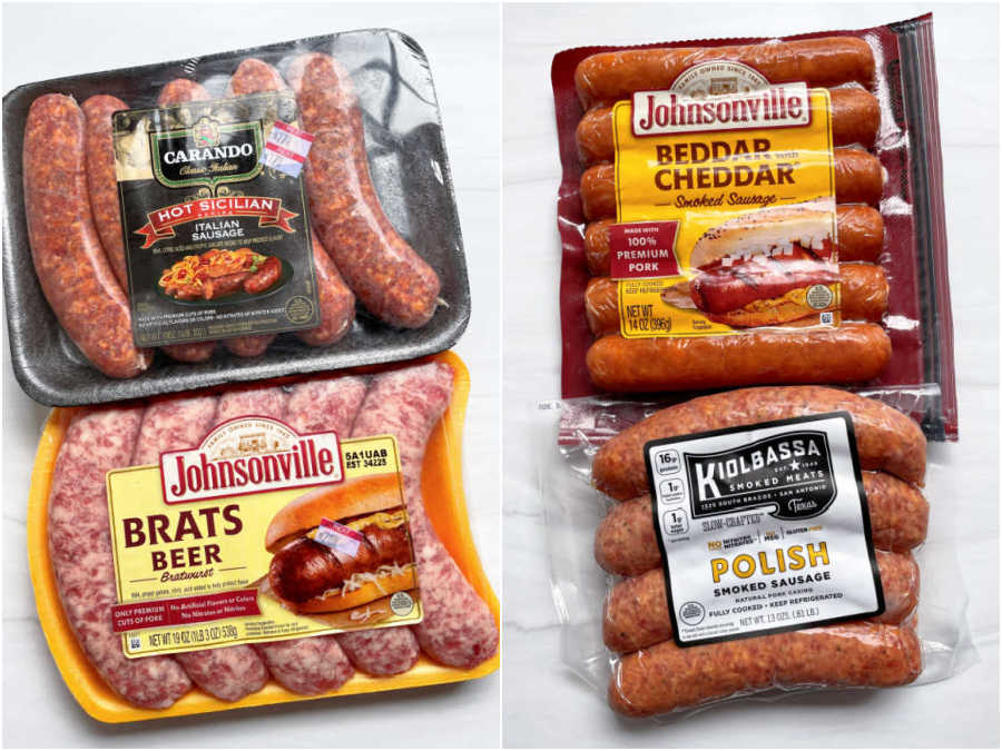 ingredients needed for air fryer sausage - brands and types of sausages (raw and precooked)