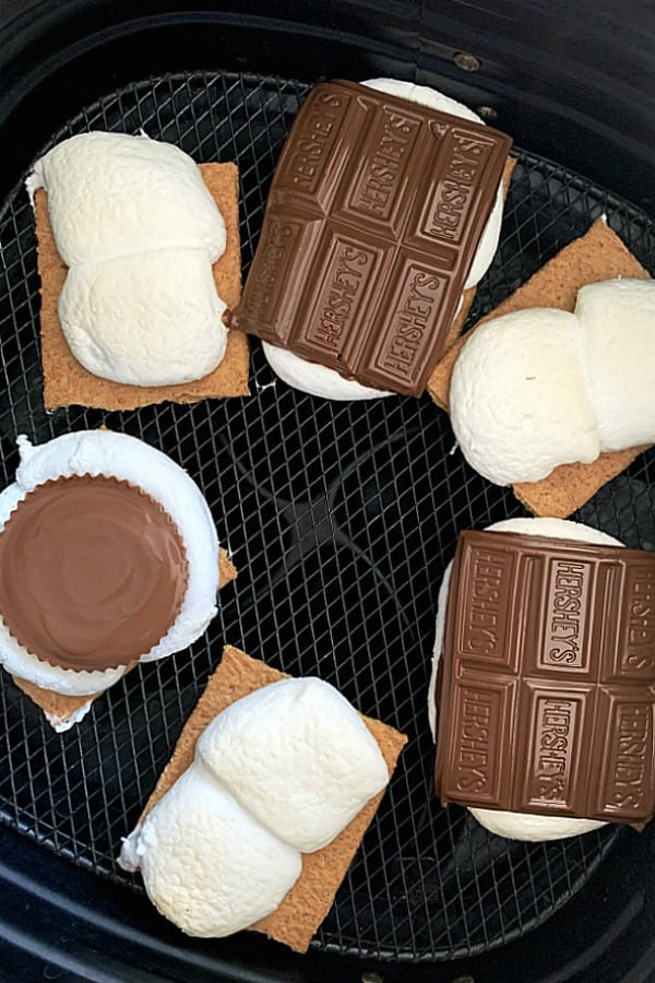 open face air fryer s'mores in the air fryer basket