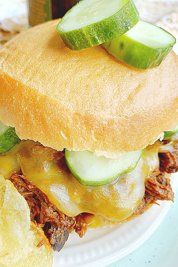 barbecue pulled beef sandwich