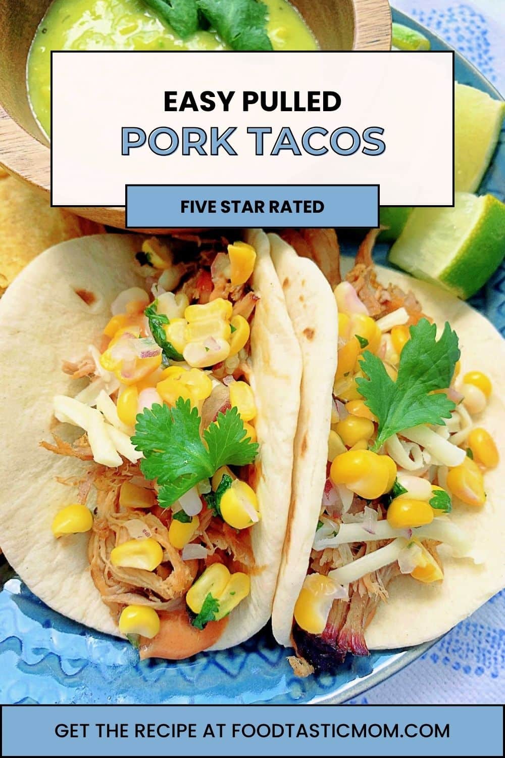 Shredded pork, corn salsa, creamy chipotle BBQ sauce and warm tortillas combine in this great recipe for pulled pork tacos. via @foodtasticmom