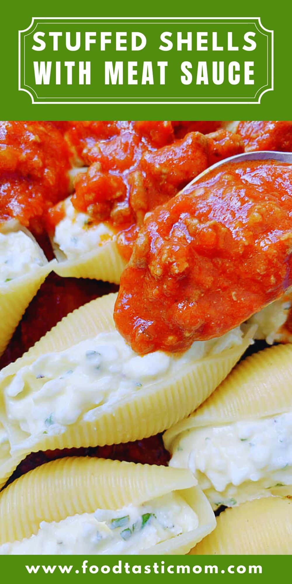 Conchiglioni Pasta Stuffed Shells with Meat Sauce is jumbo pasta shells and lots of cheese baked together with a made from scratch meat sauce. via @foodtasticmom