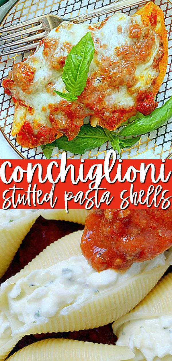 Conchiglioni Pasta Stuffed Shells with Meat Sauce is jumbo pasta shells and lots of cheese baked together with a made from scratch meat sauce. via @foodtasticmom