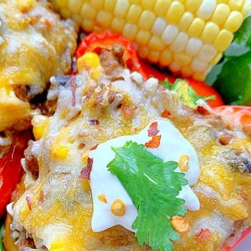 Air Fryer Stuffed Peppers | Foodtastic Mom #airfryerrecipes #stuffedpeppers #airfryerstuffedpeppers