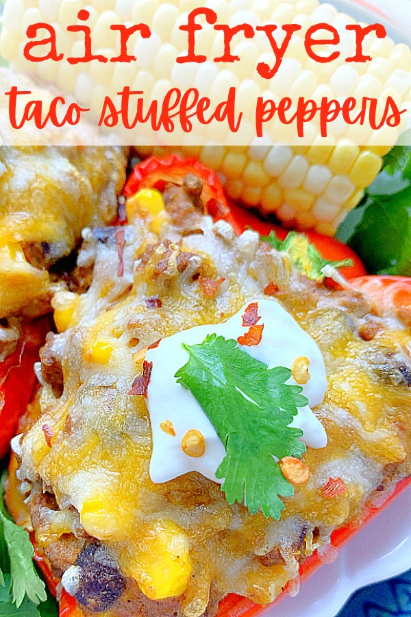 Air Fryer Stuffed Peppers | Foodtastic Mom #airfryerrecipes #stuffedpeppers #airfryerstuffedpeppers via @foodtasticmom