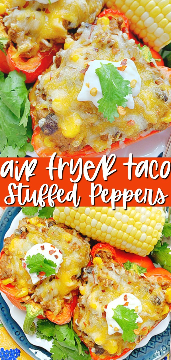 Air Fryer Stuffed Peppers | Foodtastic Mom #airfryerrecipes #stuffedpeppers #airfryerstuffedpeppers via @foodtasticmom