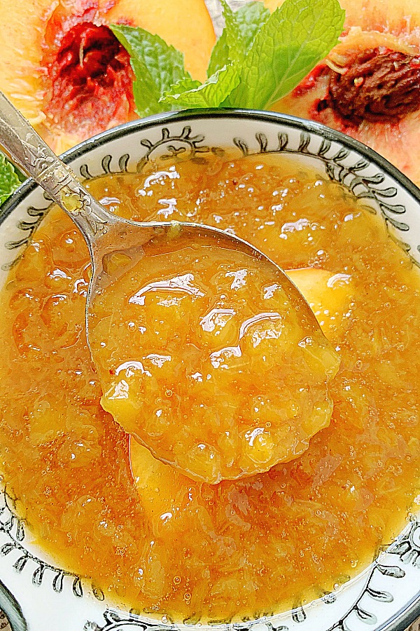 spooning up some fresh peach syrup