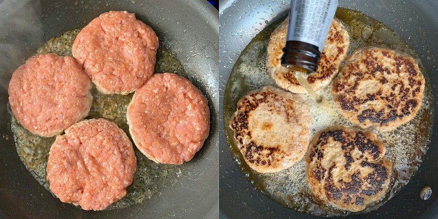 pork burger collage