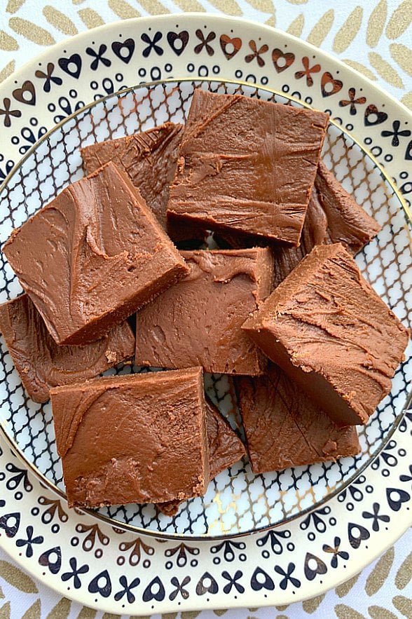 mom's microwave fudge on a plate