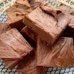 horizontal crop of microwave fudge on a plate