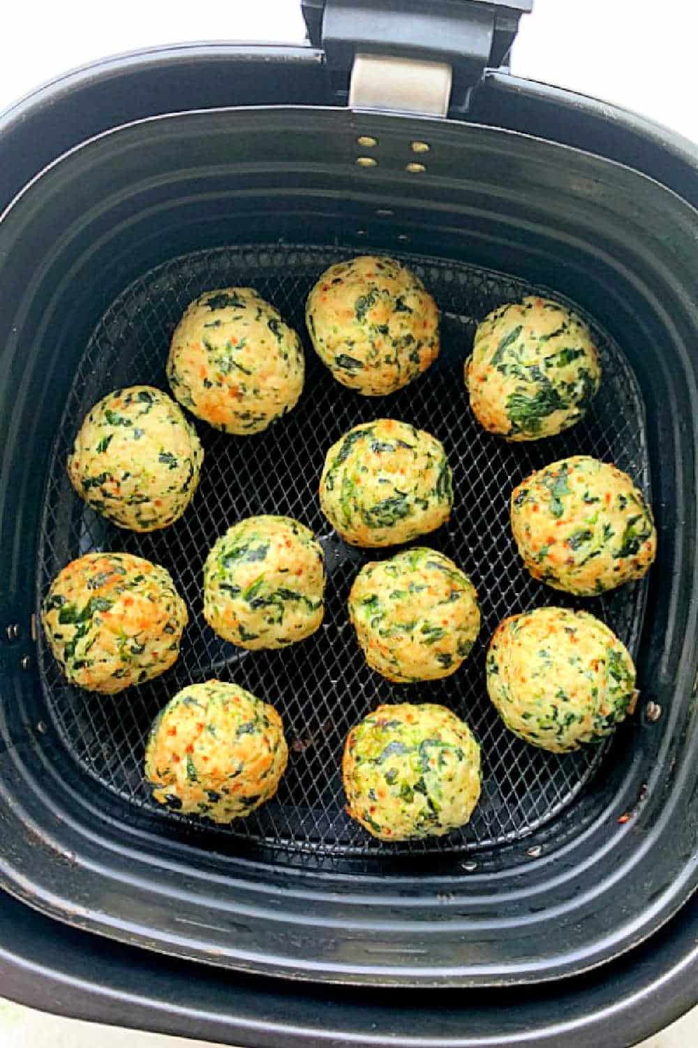 These air fryer turkey meatballs are healthy, delicious and have a Greek flair with spinach and feta cheese. They are perfect for meal prep. via @foodtasticmom