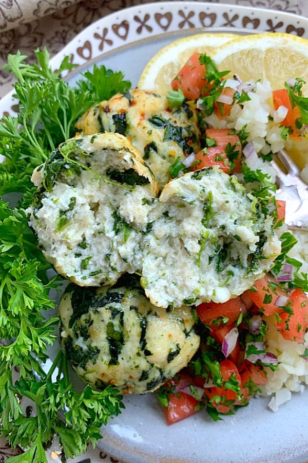 air fryer turkey meatball cut in half