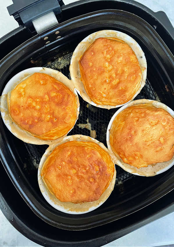 chicken pot pies in the air fryer basket