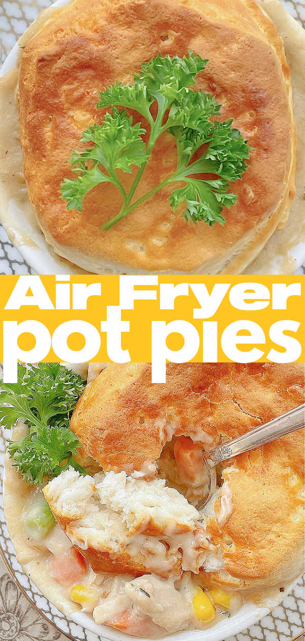 Air Fryer Pot Pie | Foodtastic Mom #airfryerrecipes #airfryerpotpie #potpierecipe #potpiewithbiscuits via @foodtasticmom