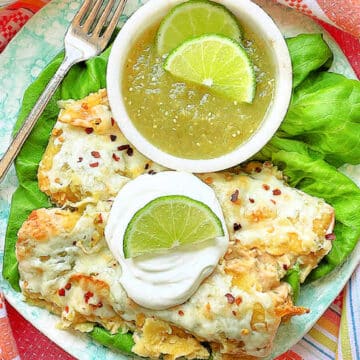 plated green chicken enchiladas