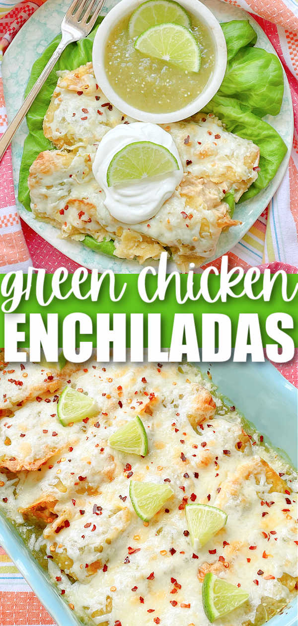 Green Chicken Enchiladas | Foodtastic Mom #enchiladas #enchiladaschicken #mexicanfoodrecipes via @foodtasticmom