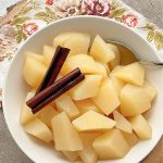 a bowl full of stewed pears
