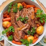 This recipe for Slow Cooker Sirloin Tip Roast uses real ingredients like beef stock, apple juice, tomato juice and butter.
