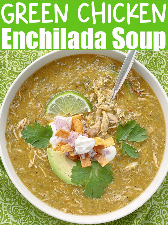 Green Chicken Enchilada Soup | Foodtastic Mom #souprecipes #chickensouprecipes #greenchickenenchiladasoup via @foodtasticmom