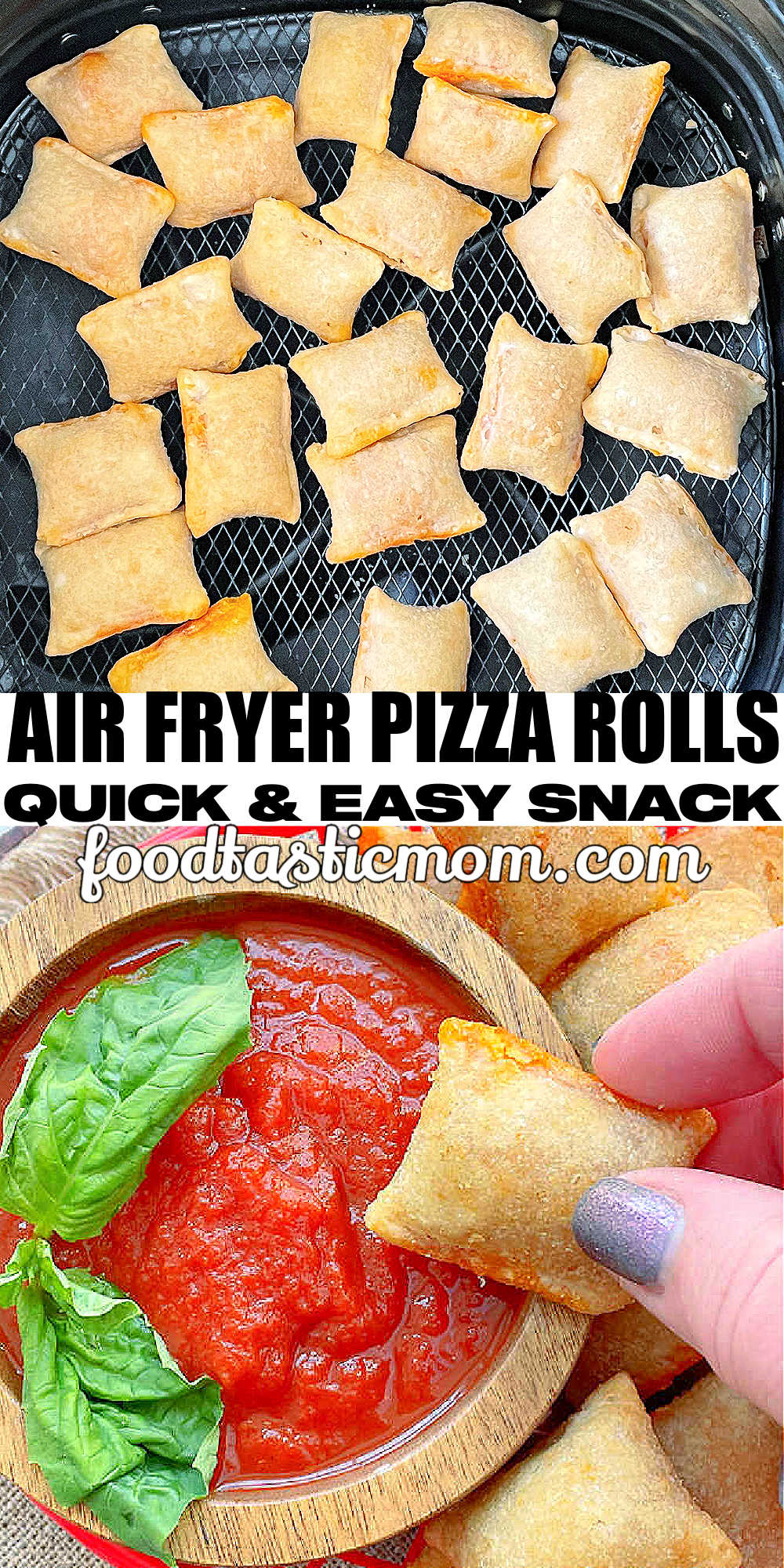 Air Fryer Pizza Rolls | Foodtastic Mom #airfryerrecipes #pizzarolls #pizzarollsinairfryer via @foodtasticmom