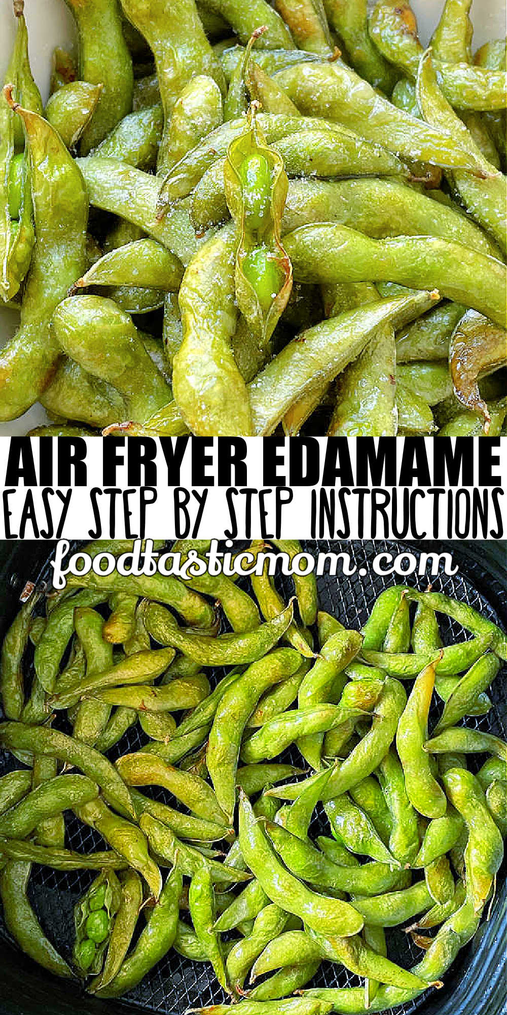 Air Fryer Edamame is a healthy and delicious snack that is ready in just a few minutes and as simple as opening a frozen bag of soy beans. via @foodtasticmom