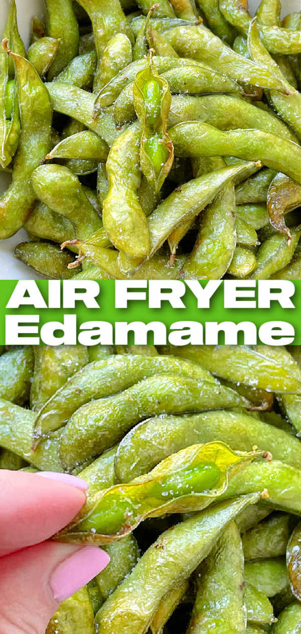 Air Fryer Edamame is a healthy and delicious snack that is ready in just a few minutes and as simple as opening a frozen bag of soy beans. via @foodtasticmom