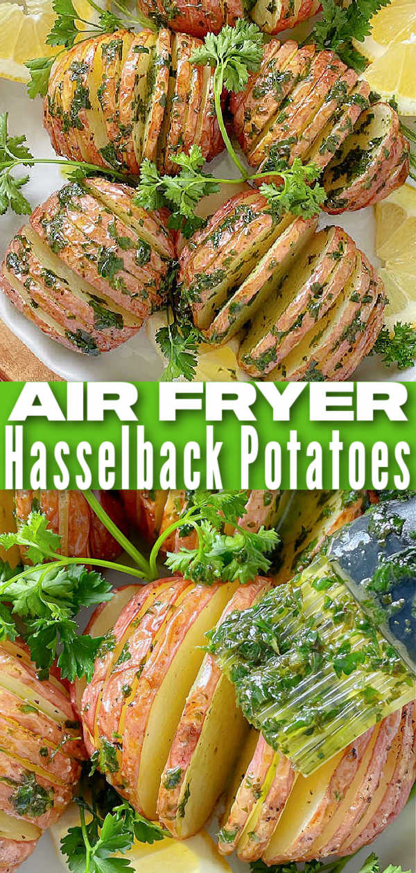 Crispy Air Fryer Hasselback Potatoes - Running to the Kitchen®