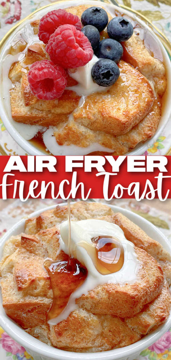 You may never make french toast in a skillet again. This Air Fryer French Toast is a dream breakfast - fast, filling and sinfully delicious. via @foodtasticmom