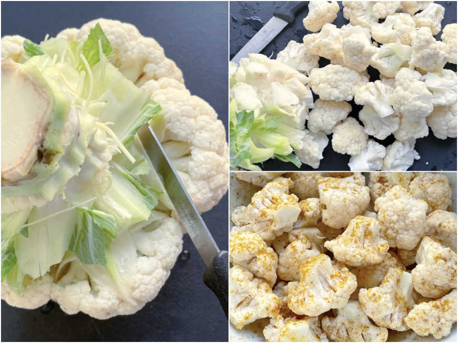 how to cut cauliflower in three pictures