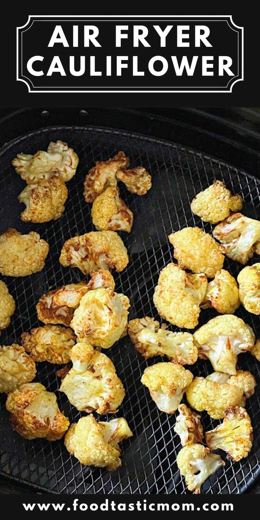 Air Fryer Cauliflower is such a great side dish to make. Fresh cauliflower, a little curry powder and salt cook to perfect crisp tenderness. via @foodtasticmom