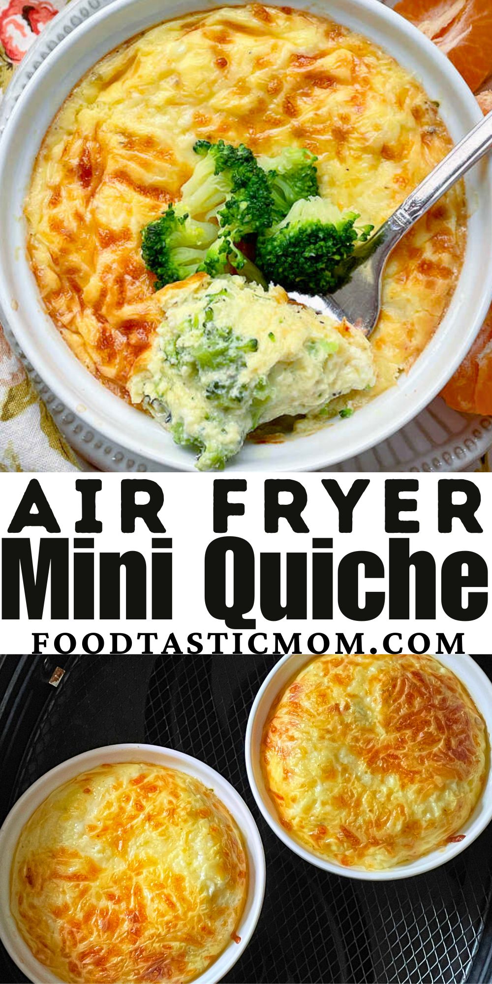 This Air Fryer Quiche is crustless and the filling possibilities are endless. High in protein, delicious and ready in just a few minutes. via @foodtasticmom