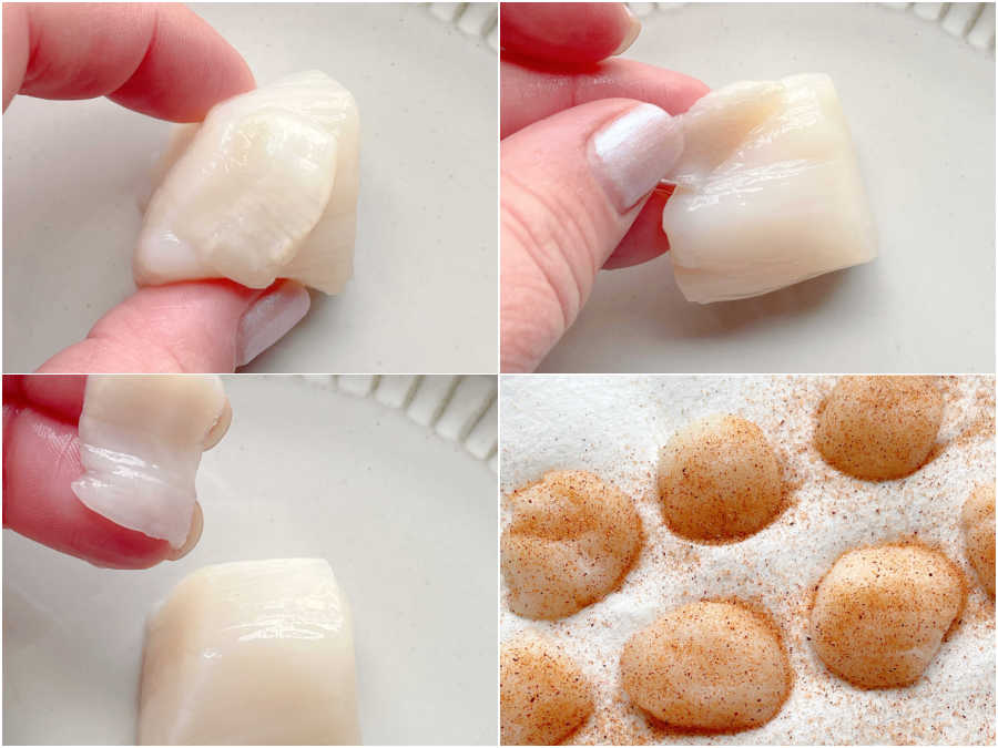 how to remove the side muscle from scallops