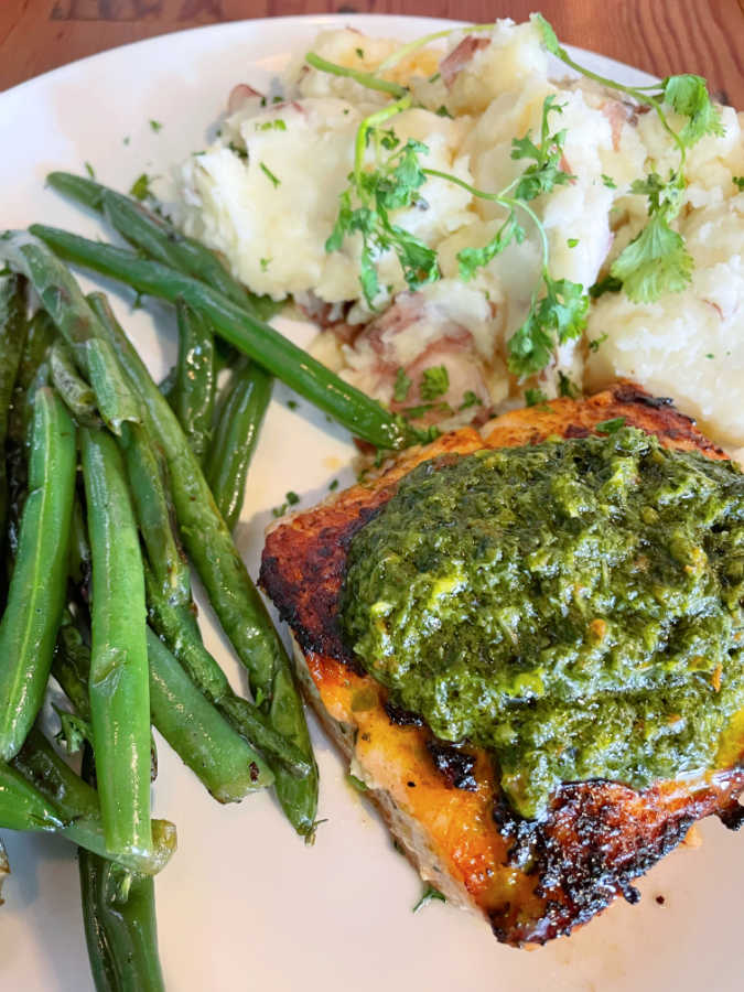 chimichurri salmon at the café in key west florida