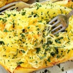 air fryer spaghetti squash shredded with a fork