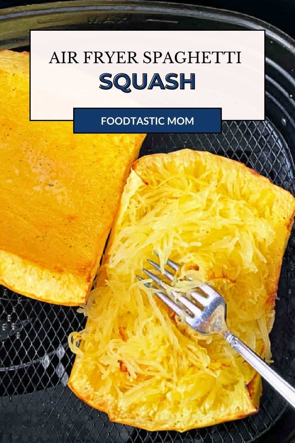 Air Fryer Spaghetti Squash cooks this squash variety perfectly. It cooks evenly so it is tender, full of flavor and not wet or soggy. via @foodtasticmom