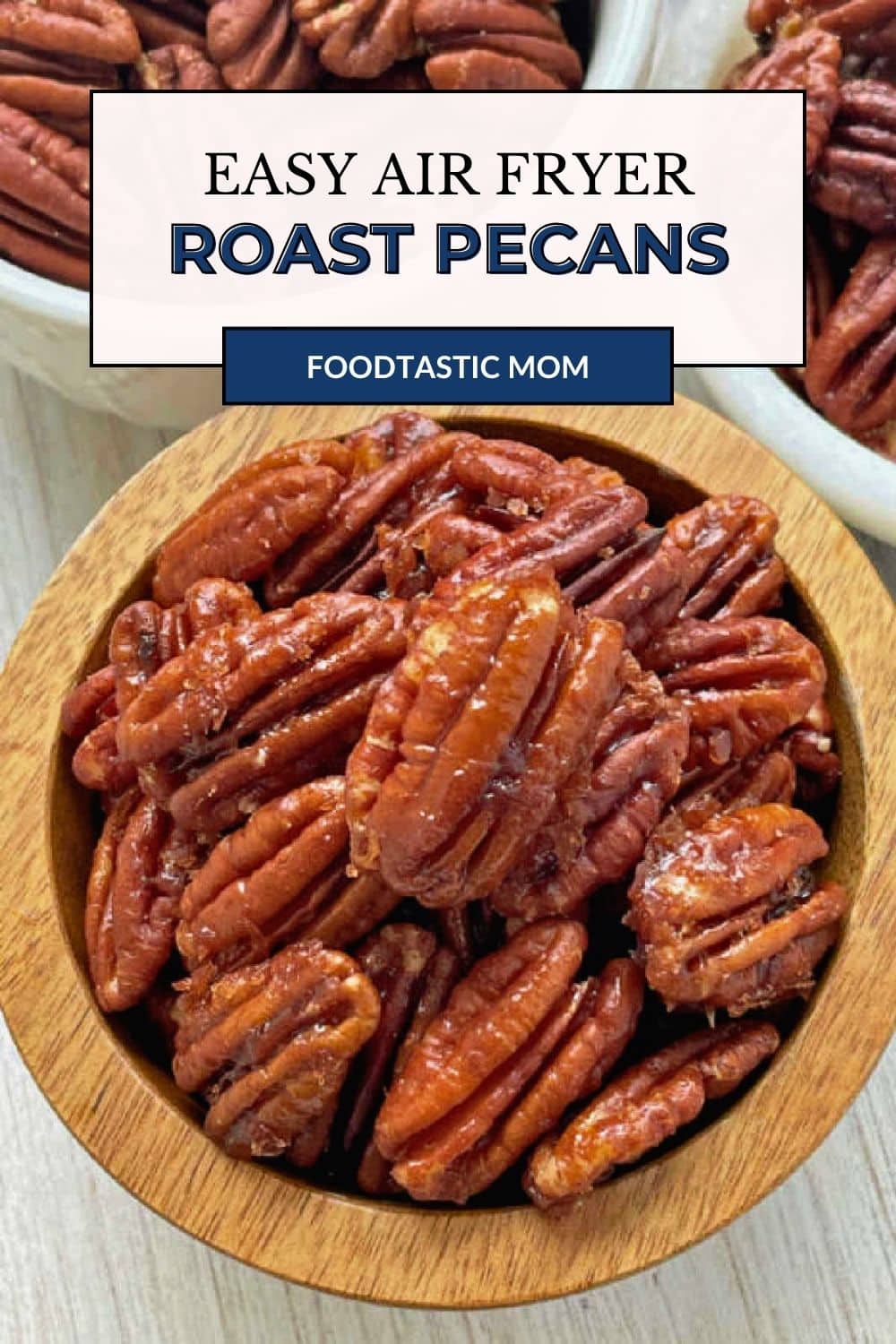 This is a small batch recipe for easily roasting raw pecan halves in the air fryer. Use them in baking or flavor them for a snack. via @foodtasticmom