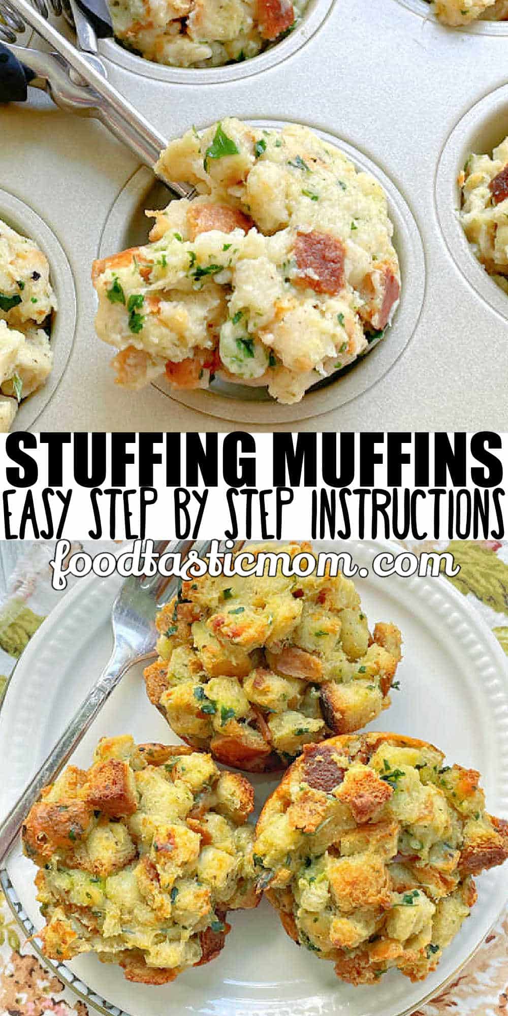 Stuffing muffins are the best way to enjoy Thanksgiving stuffing. Individual portions are simple to prepare and provide more surface area to get crispy. via @foodtasticmom