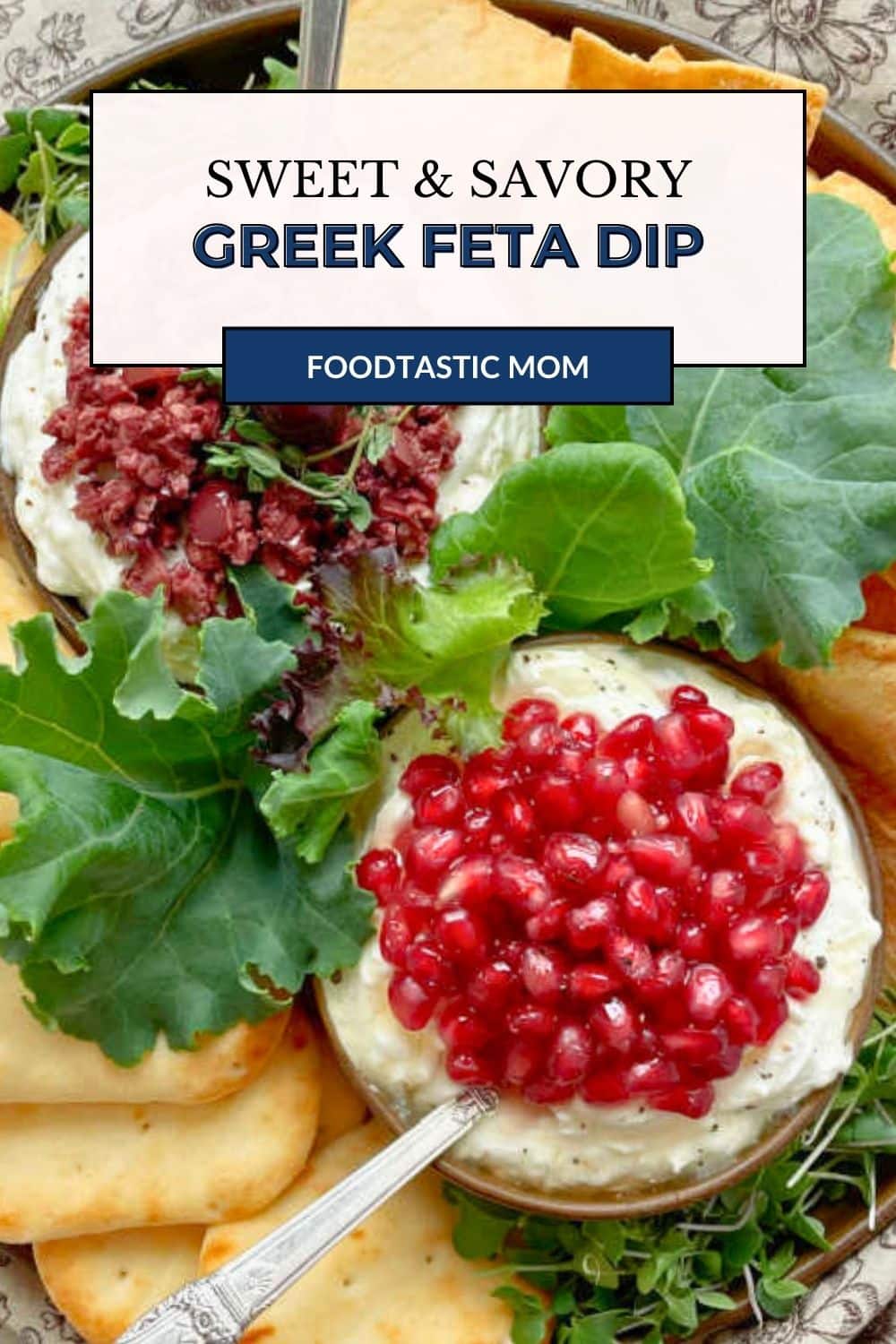Greek Feta Dip is one simple dip to serve two ways! Sweet with honey or savory with lemon and olives. This is a beautiful appetizer for entertaining. via @foodtasticmom